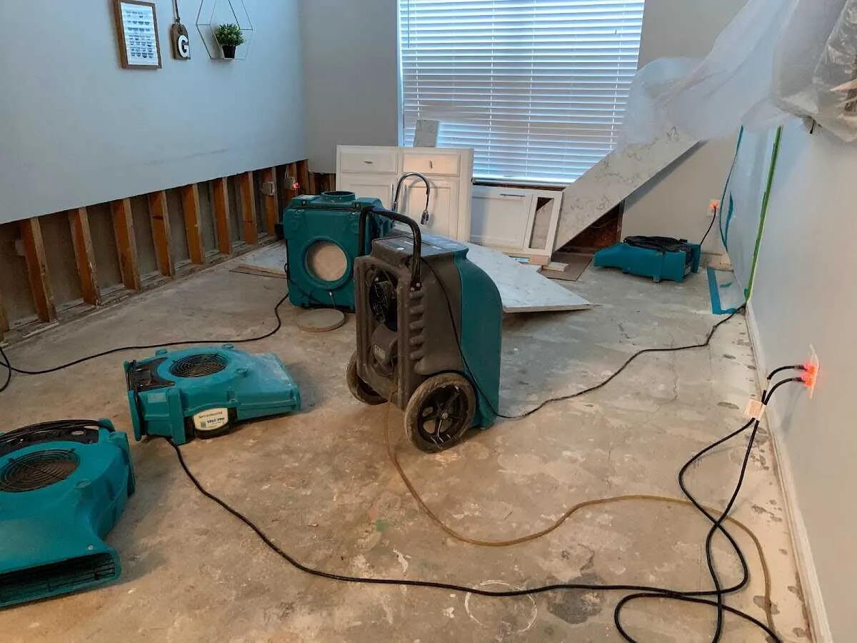 Dehumidifier in flood-cut room for Water Extraction & Removal in Vandenberg Village